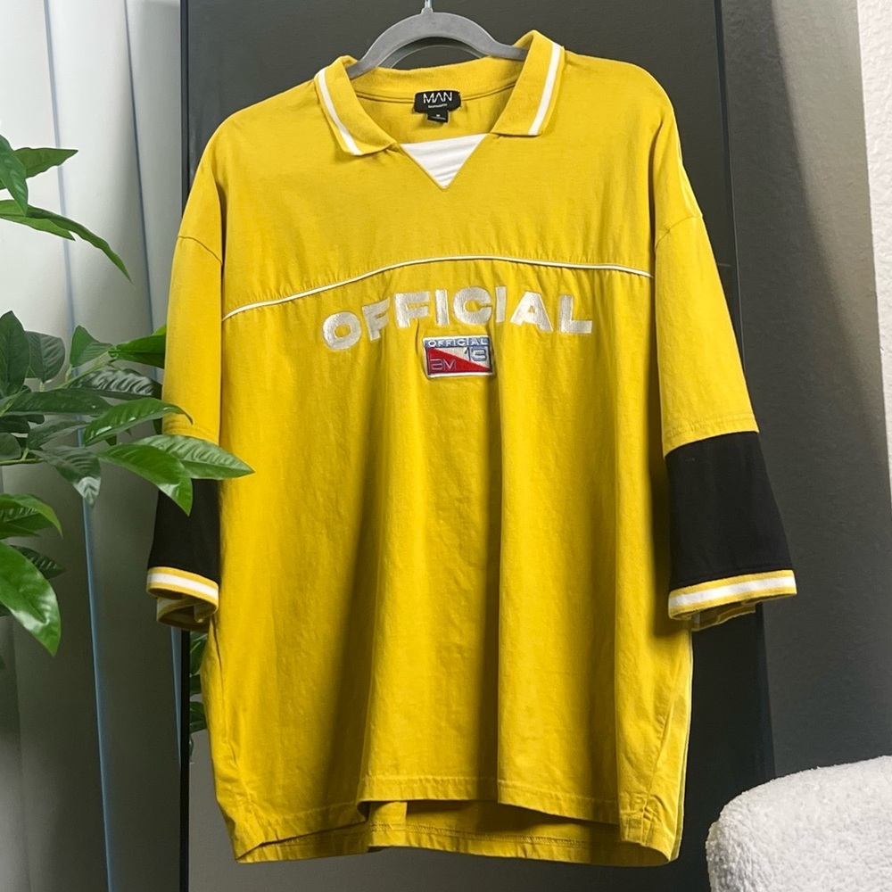Sporty Yellow Oversized Polo Jersey